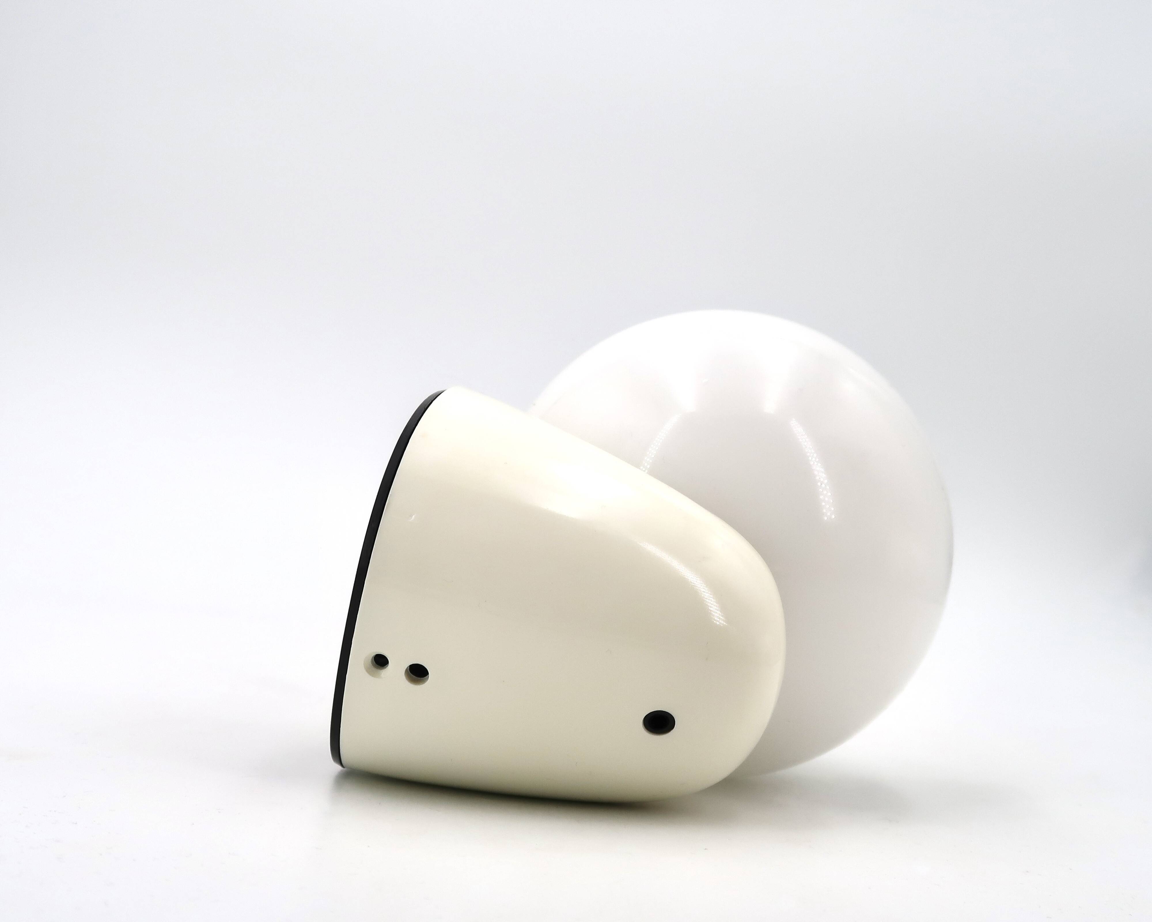White Tissot wall light with opaque glass globe, 1970s/80s