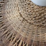 Suspension boule en paille de rotin