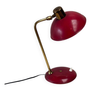 Lampe de table française laquée rouge