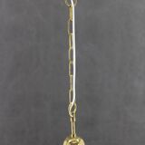1970s Glass Pendant Light with Brass Chain , Czechoslovakia