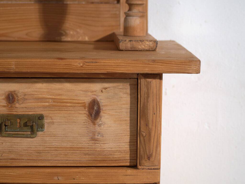 Antique pine dresser – European rustic furniture with shelves – circa 1940
