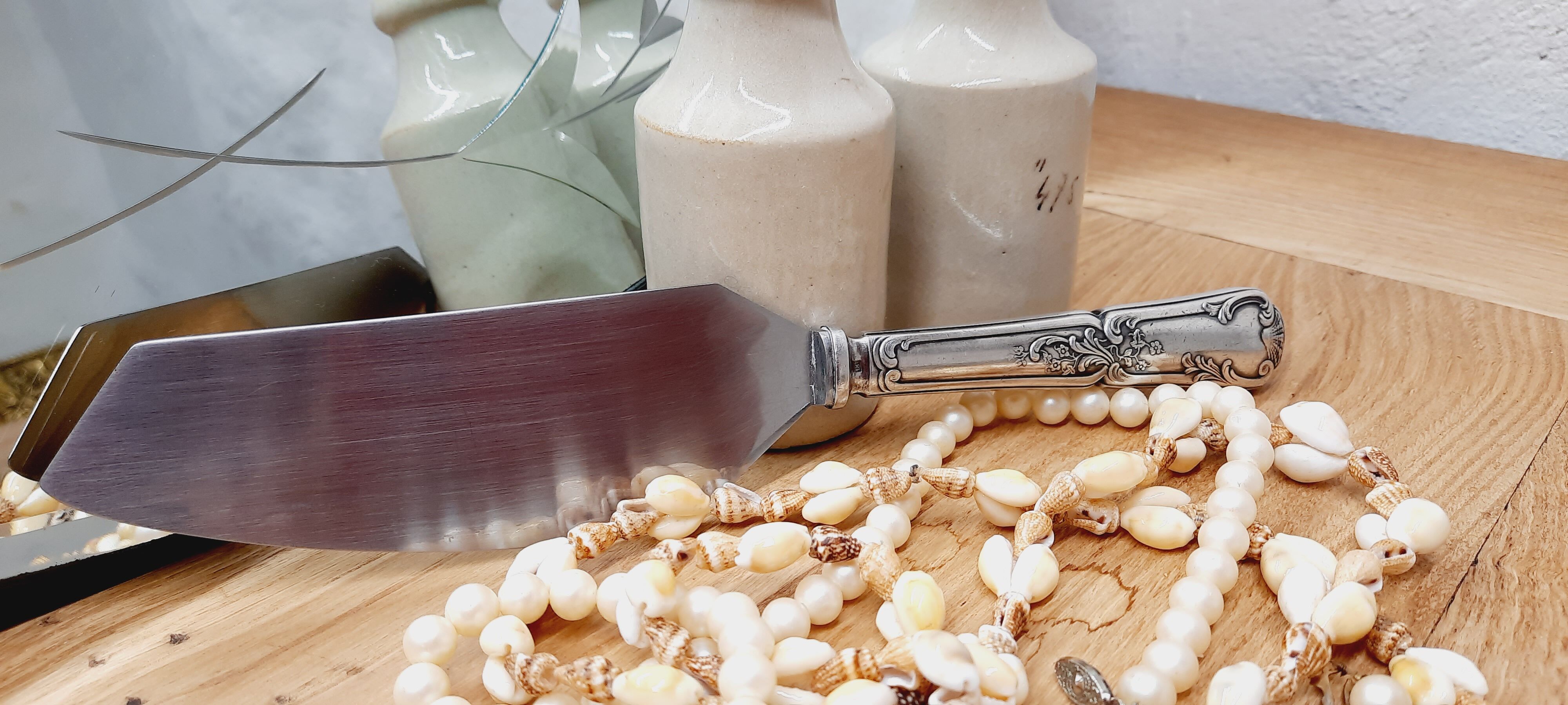 Silver metal pie shovel knife