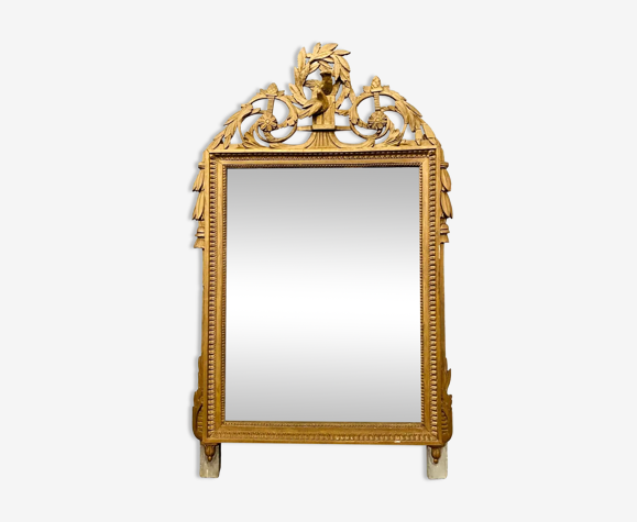 Miroir de style Louis XVI en bois et stuc doré XIX siècle, 122x72 cm