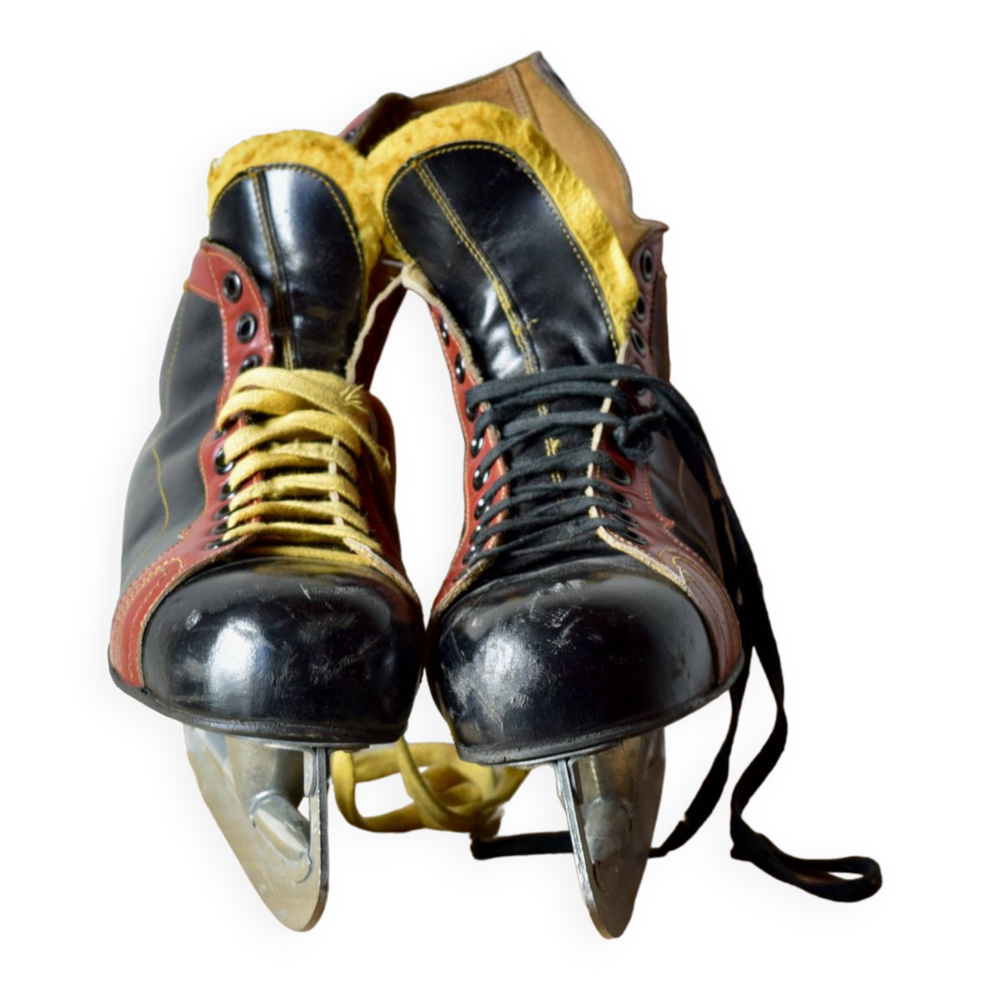 Pair of vintage Polar Match ice skates with carrying bag - 1970s