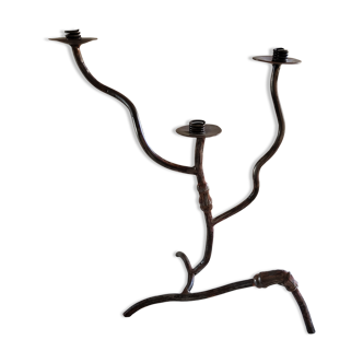 Hand-wrought 3-arm iron chandelier