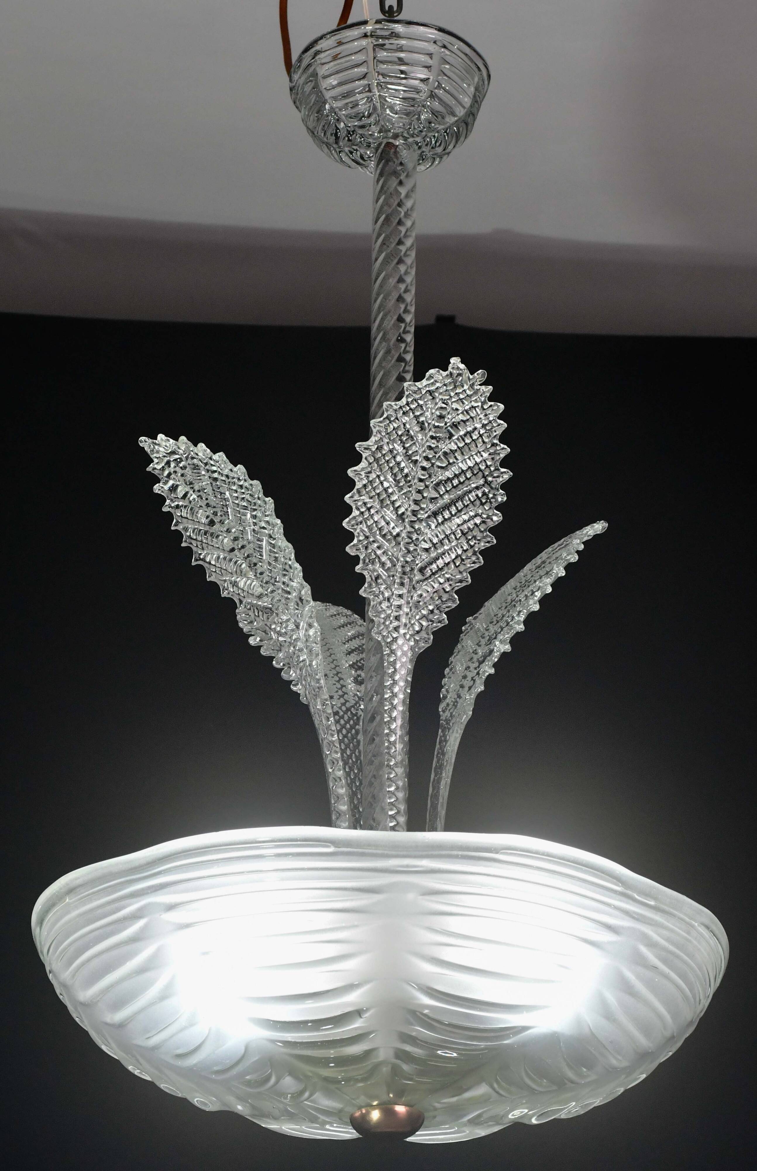 Luxury Barovier & Toso chandelier, Murano Pulegoso glass, 1950s