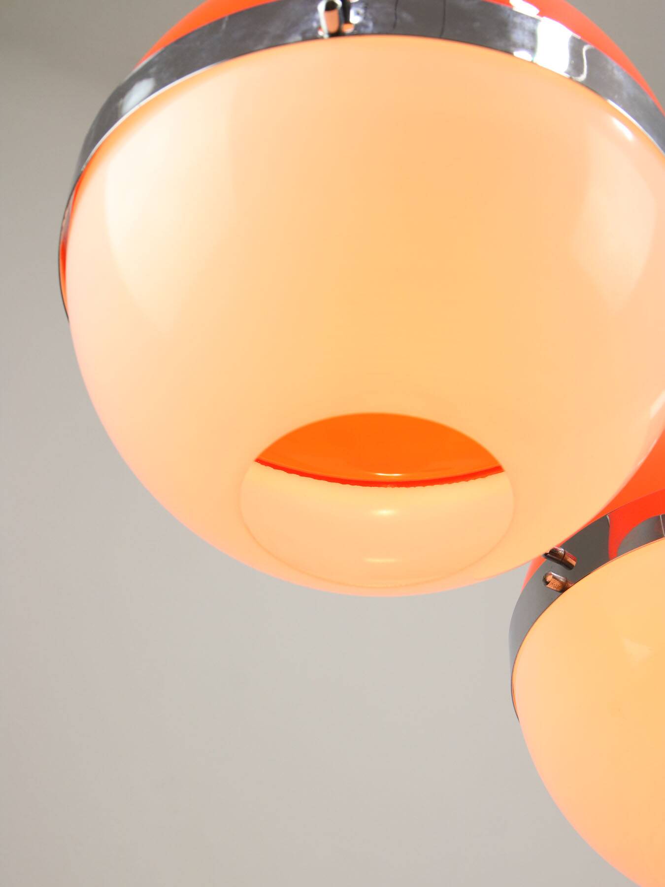 Space Age Italian Orange Pendant Lamps, Set of 2