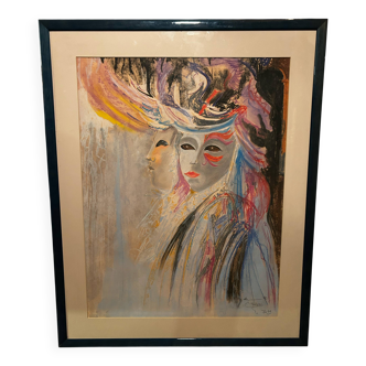 Fat pastel signed Venice Carnival