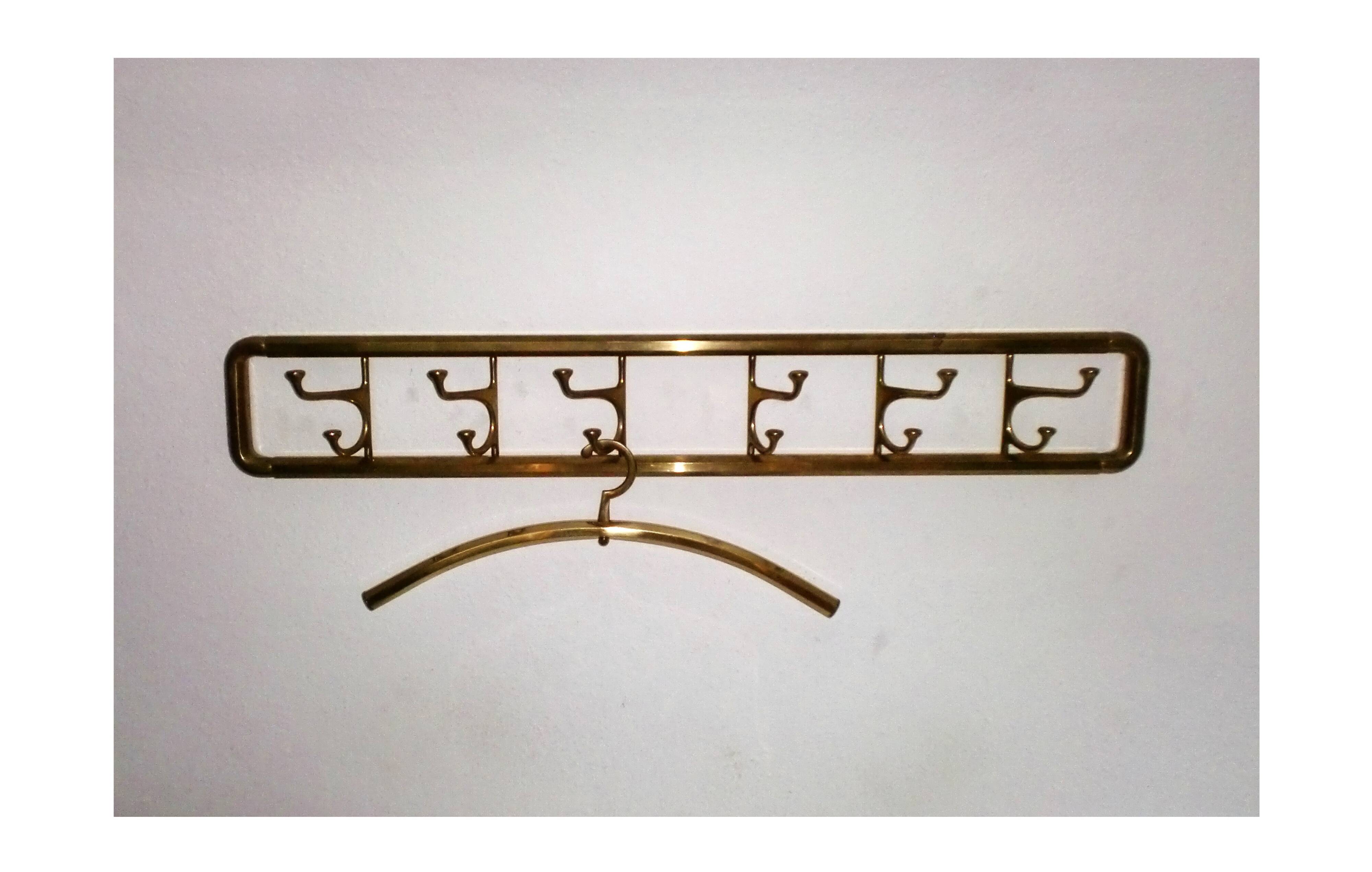 Art-Deco brass Coat Rack & one Hanger, France, 1940s