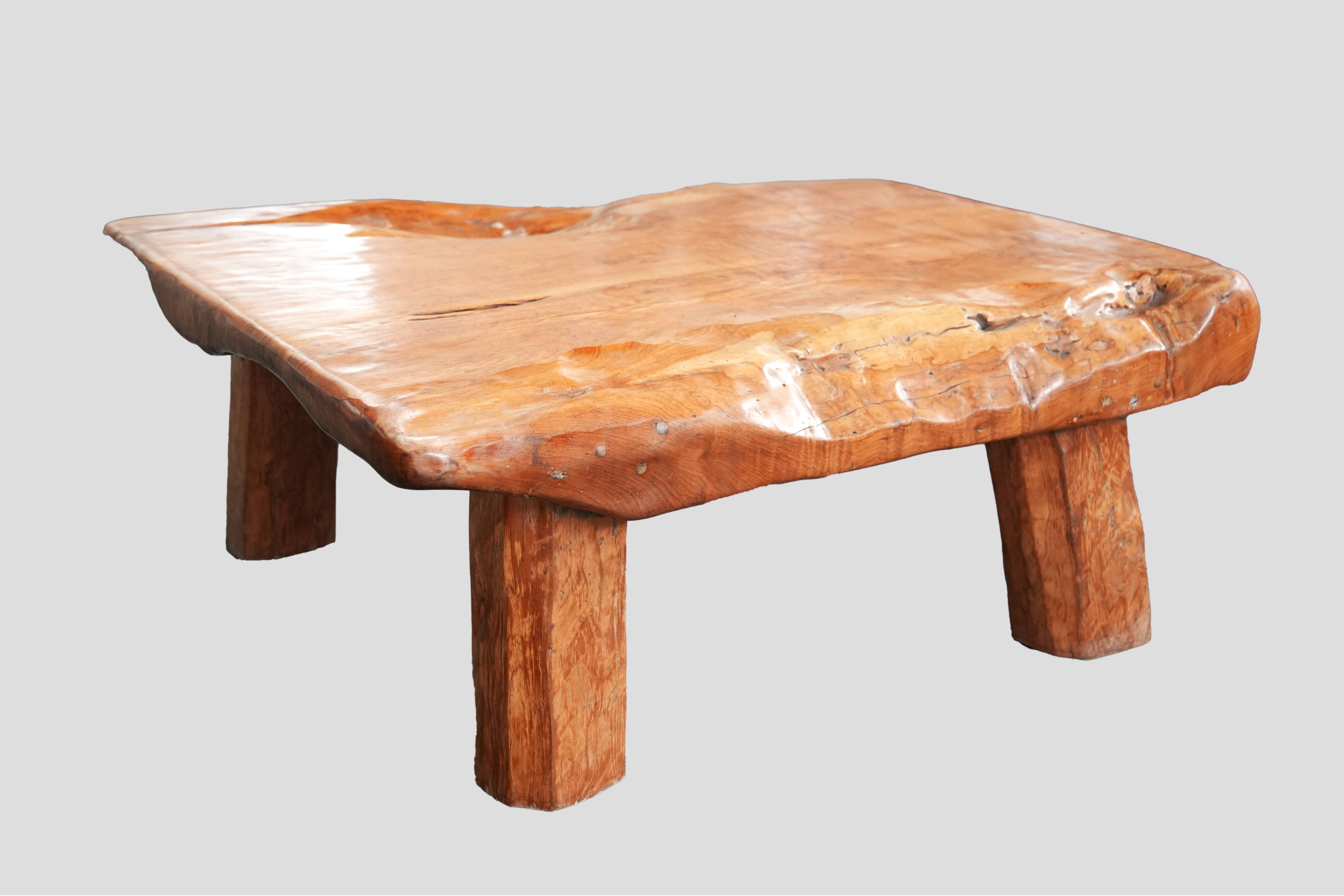 One-of-a-Kind Handcrafted Solid Oak Table – Organic Shape & Warm Patina