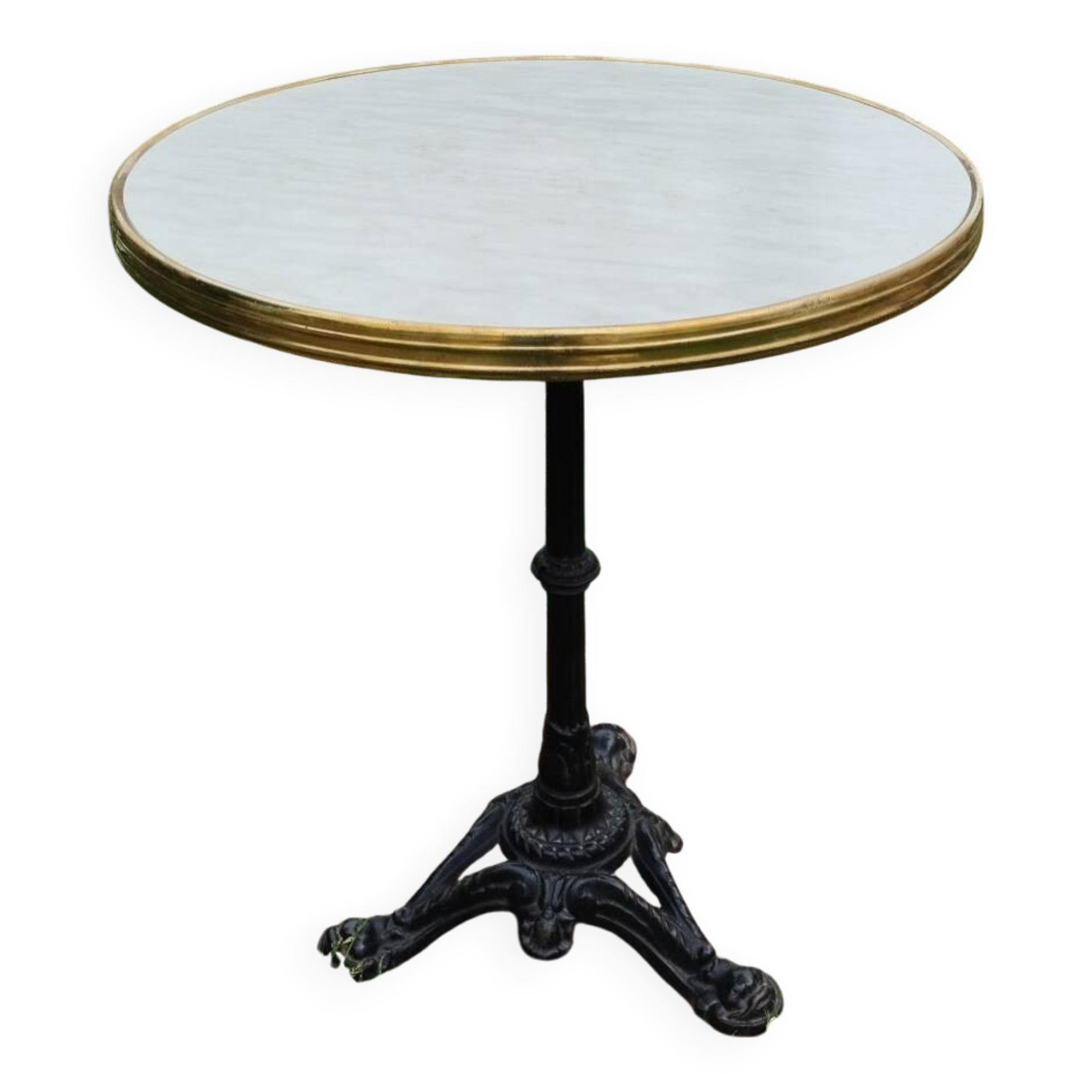 Table bistrot ancienne avec plateau décor marbre