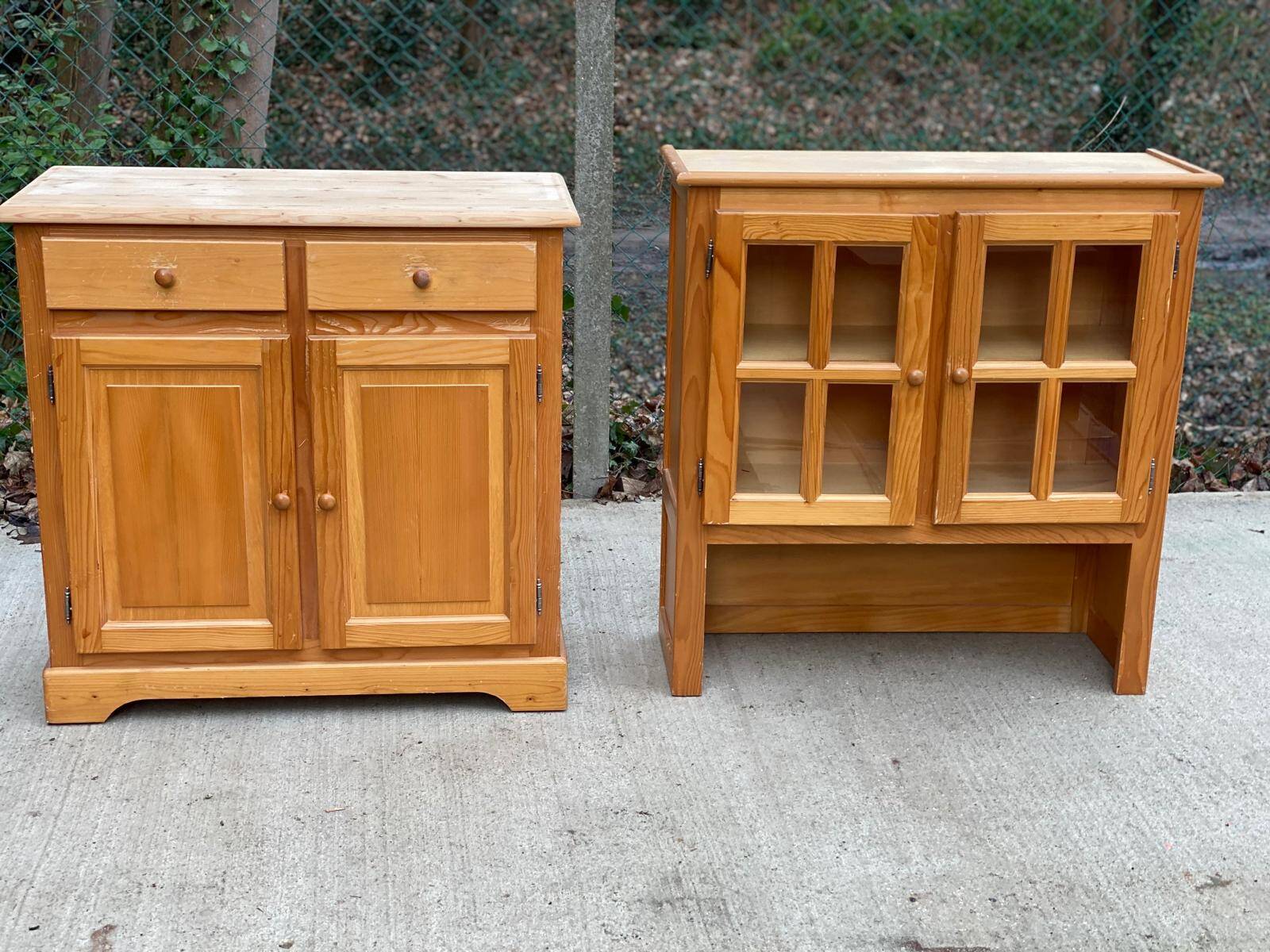 2-part solid wood buffet display cabinet kitchen storage cabinet 94cm