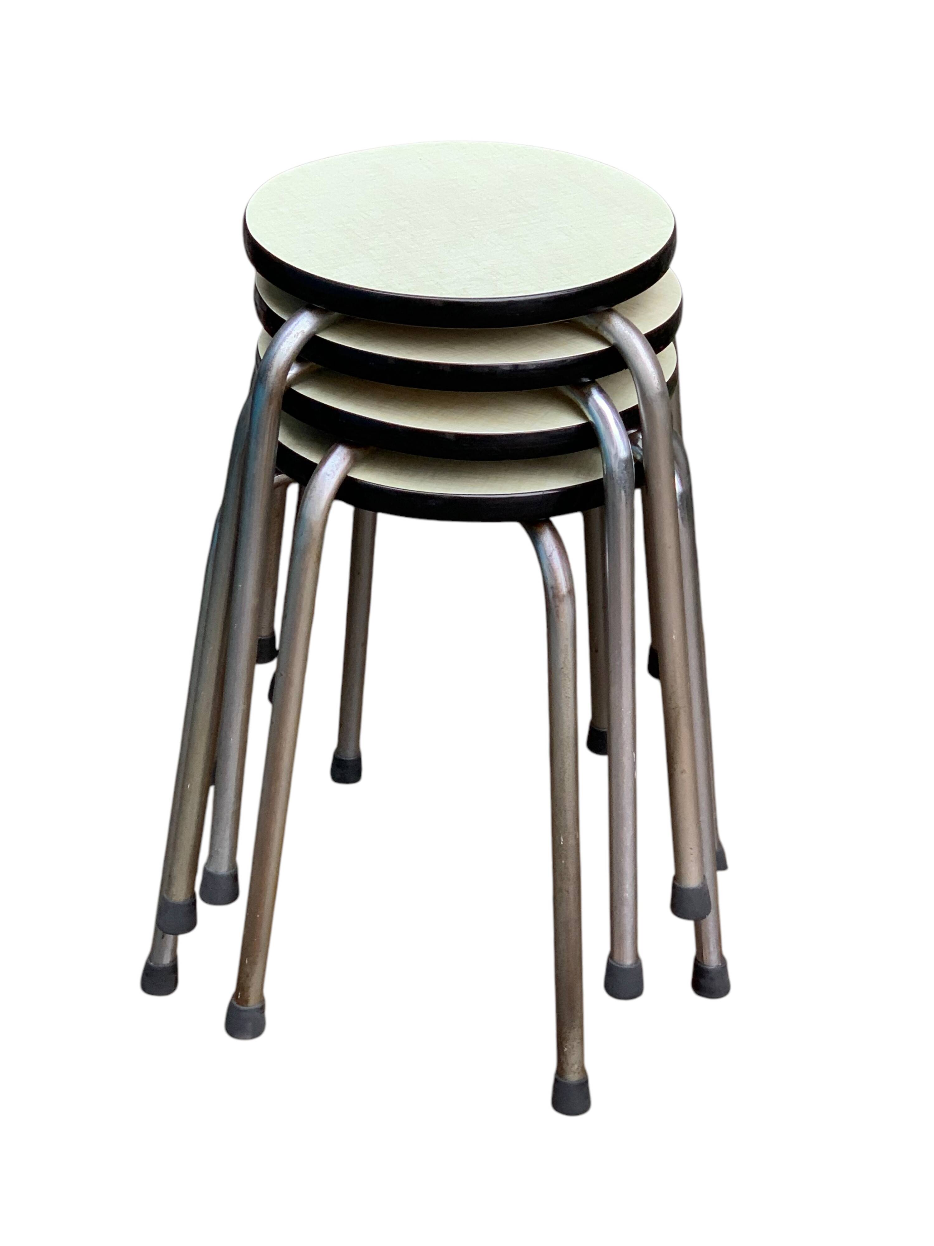Vintage stackable stools Formica beige 1960