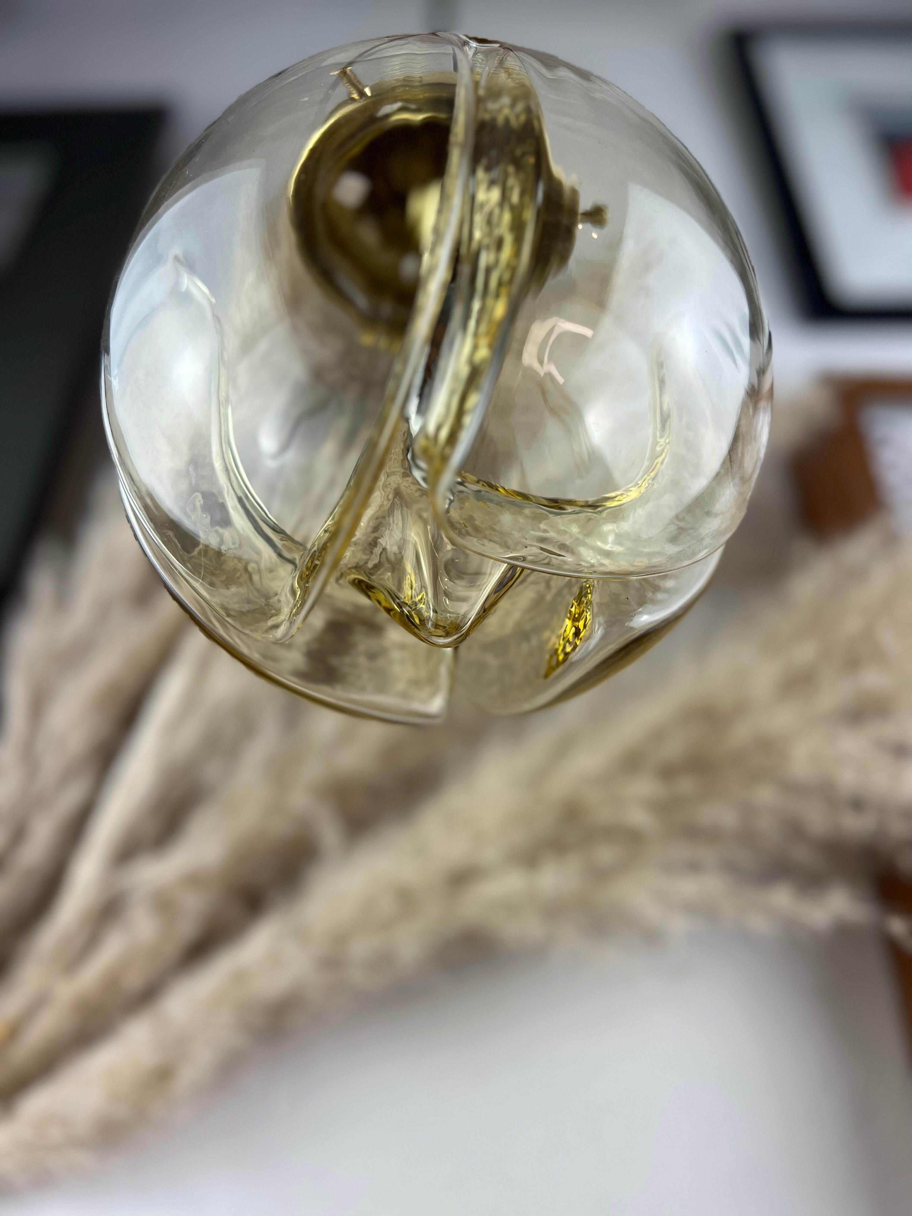 Lamp walking/suspension lamp large globe vintage molded glassware Murano smoked yellow