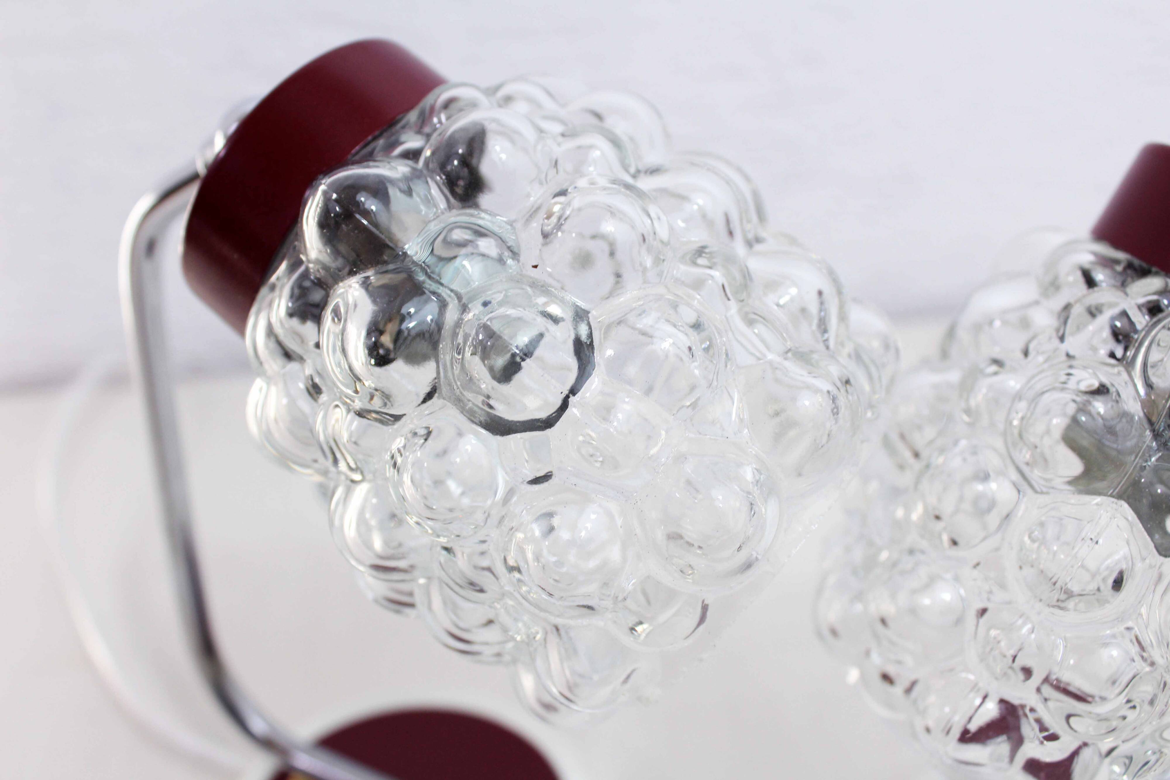 Pair of grape glass and metal bedside lamps