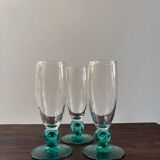Set of 3 Luminarc champagne flutes, Molière model, Sapphire color