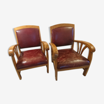 Lot de 2 fauteuils style colonial en bois