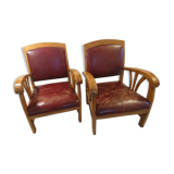Lot of 2 wooden colonial-style armchairs