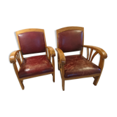 Lot de 2 fauteuils style colonial en bois