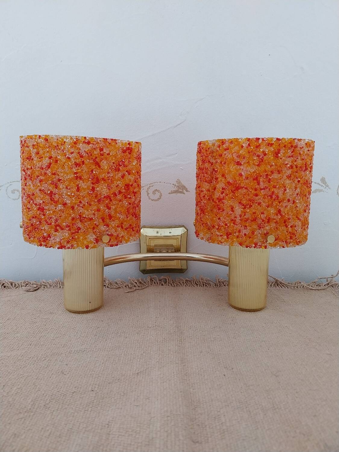 Orange perspex wall light