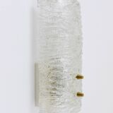 Pair of wall sconces by J.T. Kalmar, brass and textured glass, Austria, 1950s.