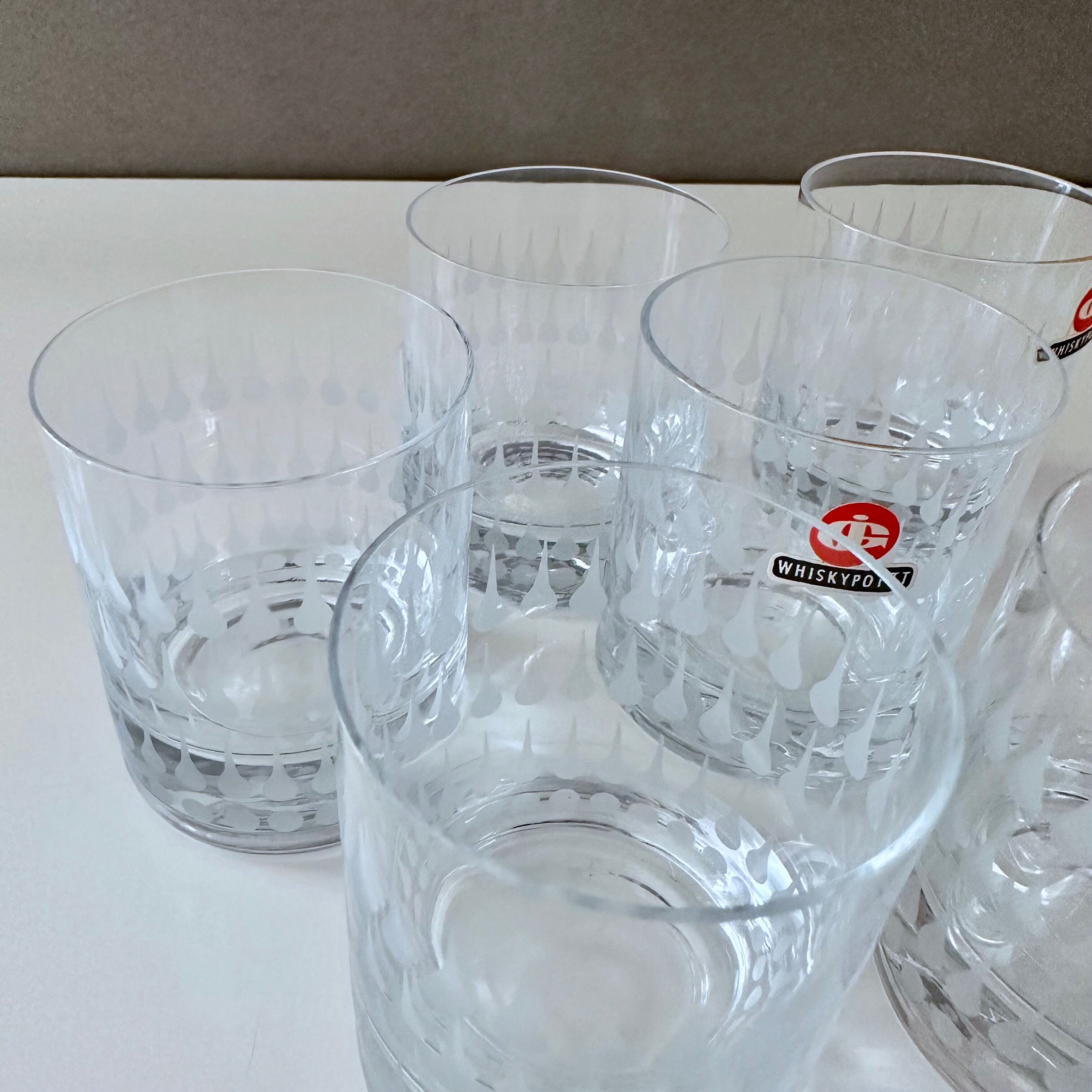 6 Vintage Whiskey Glasses, Ingrid Glas Germany, Bourbon, Mid Century Bar