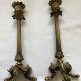 Old pair of bronze candlesticks