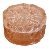 Pink tinted molded crystal powder box