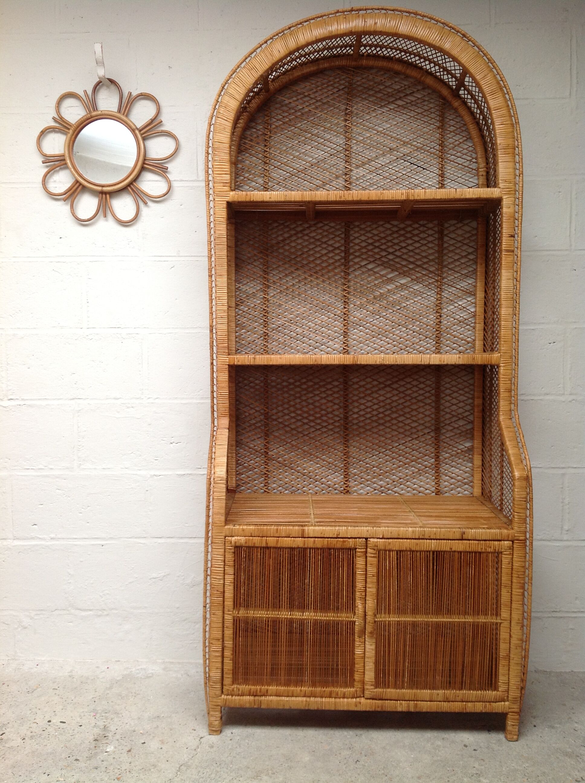 Vintage rattan bookcase