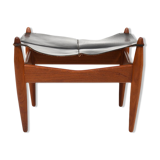 Illum Wikkelsø Teak and Leather Ottoman Denmark 1960s