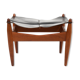 Ottoman d'Illum Wikkelsø teck et cuir Danemark années 1960
