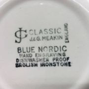 6 Bowl style Deep Plates, J & G Meakin Classic White Blue Nordic.