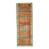 Tapis couloir en laine turc oushak vintage fait main 83x225
