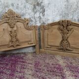Set of wall panels headboard in carved wood, unique piece