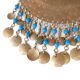 Round brass ethnic mirror decorated with pearls, 60s