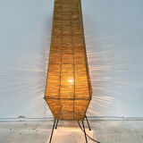 Table lamp in metal and raffia, 50s design
