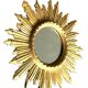 golden wooden sun mirror - 48 cm