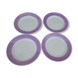 4 plates in Gien earthenware with a purple marli