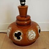 Vintage French 1960s standard lamp base in brown and cream ceramic 3462