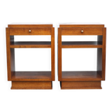 Pair of art deco nightstands, art deco wooden bedside tables, can end