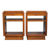 Pair of art deco nightstands, art deco wooden bedside tables, can end
