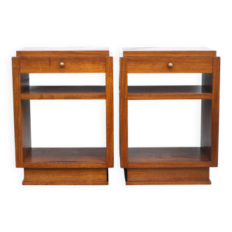 Pair of art deco nightstands, art deco wooden bedside tables, can end
