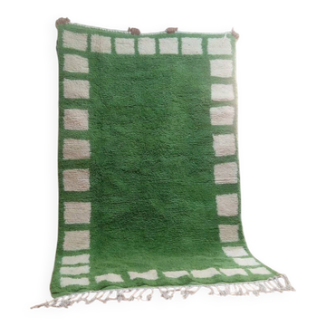 Beni Ouarain style rug - Handwoven Moroccan in green wool - handmade rug - 250 x 154