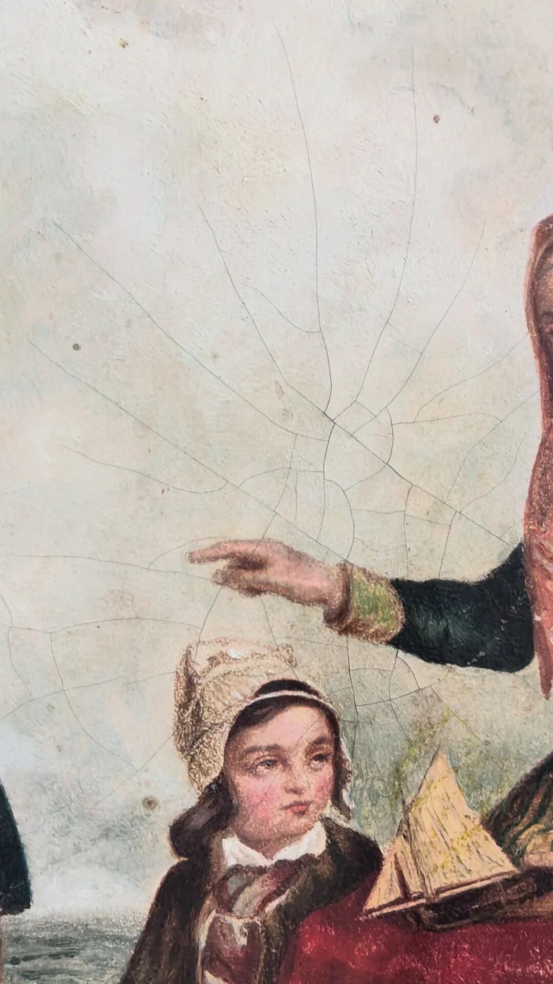 Antique seaside oil painting, c. 1845