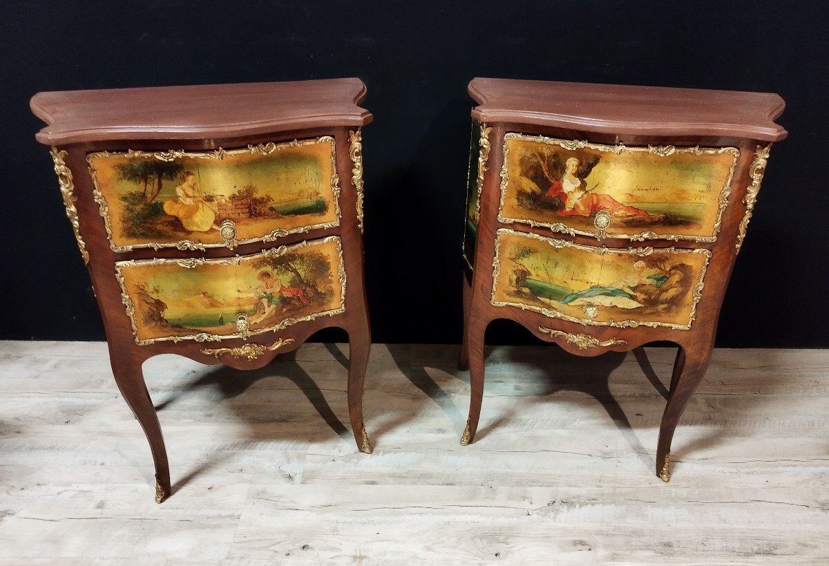 Pair of painted wooden chests of drawers