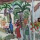 Tableau ancien « shophouses » scène de rue paysage peinture à l’huile, encadré