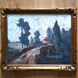 Tableau ancien huile sur panneau signé Montagney