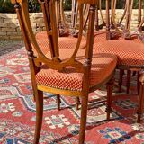 Suite de 6 chaises en noyer style Louis XVI