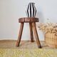 Small stool / antique stool in raw wood – Brutalist spirit