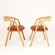 Set of 6 Dining Chairs – Natural Oak & Terracota Upholstery